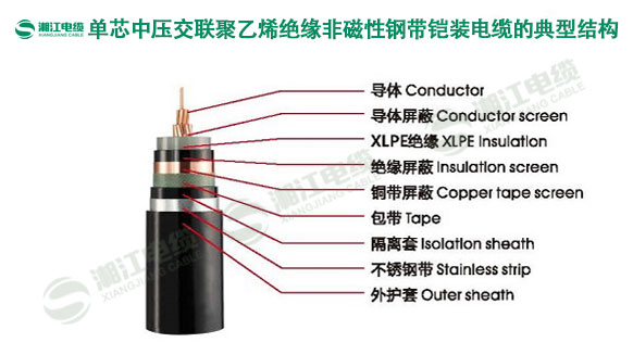 91茄子成品短视频入口-单芯中压交联聚乙烯绝缘非磁性钢带铠装电缆